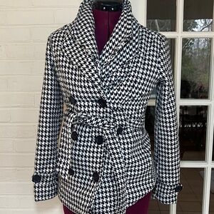 Jou Jou Houndstooth Double-Breasted Coat (Juniors L — Fits Women’s SMALL!)